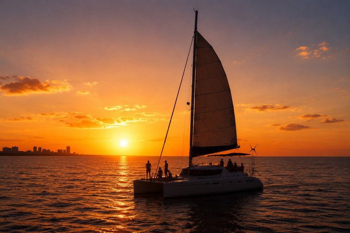Private Sunset Catamaran Cancun 3 Hour Sail with Open Bar